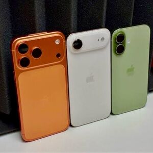 Apple iPhone Cases in Orange, White, and Green